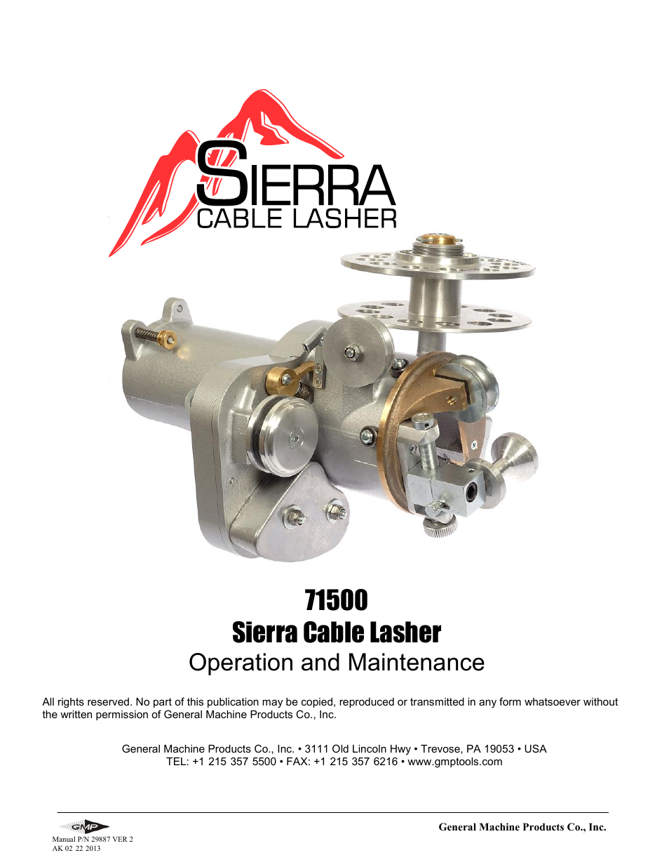 General Machine Products 71500 Sierra Cable Lasher User Manual | 16 pages