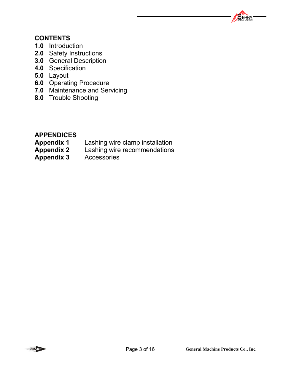 General Machine Products 71500 Sierra Cable Lasher User Manual | Page 3 / 16
