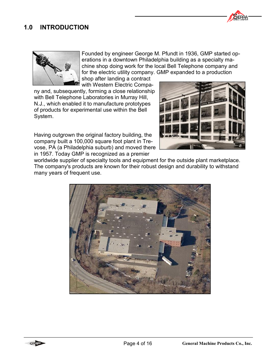 0 introduction | General Machine Products 71500 Sierra Cable Lasher User Manual | Page 4 / 16