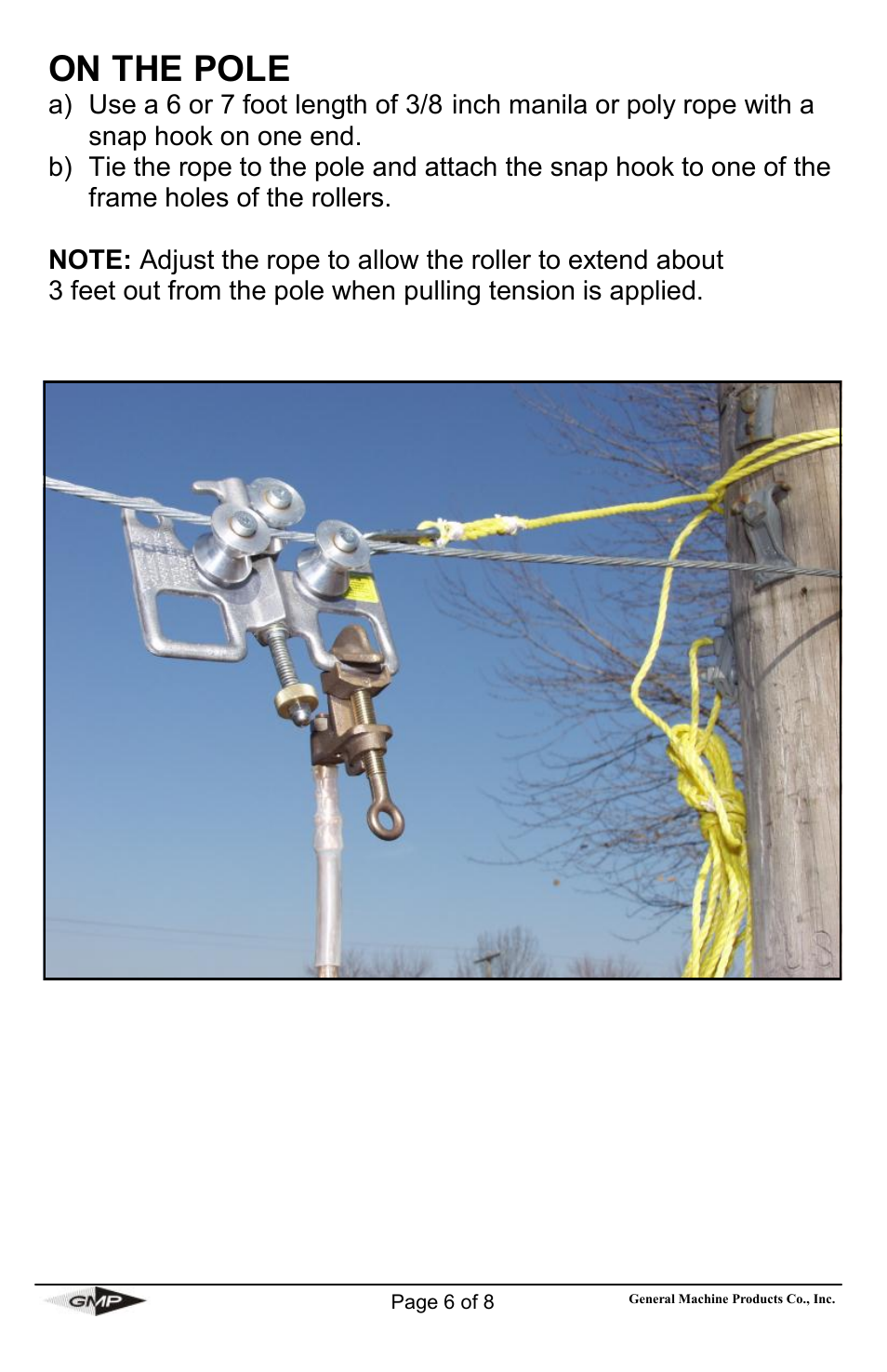 On the pole | General Machine Products 71637 Traveling Ground Kit User Manual | Page 6 / 8