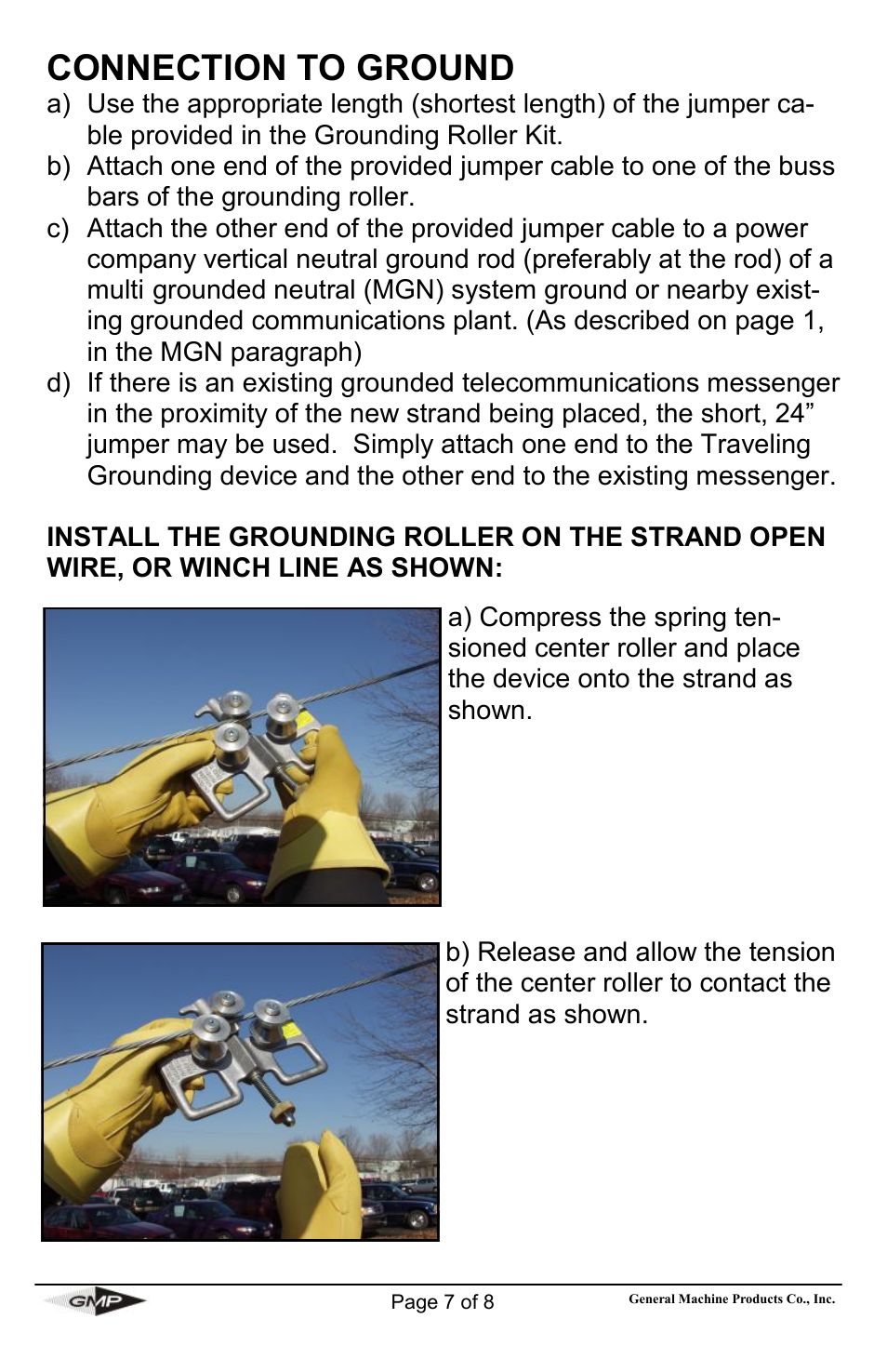 Connection to ground | General Machine Products 71637 Traveling Ground Kit User Manual | Page 7 / 8