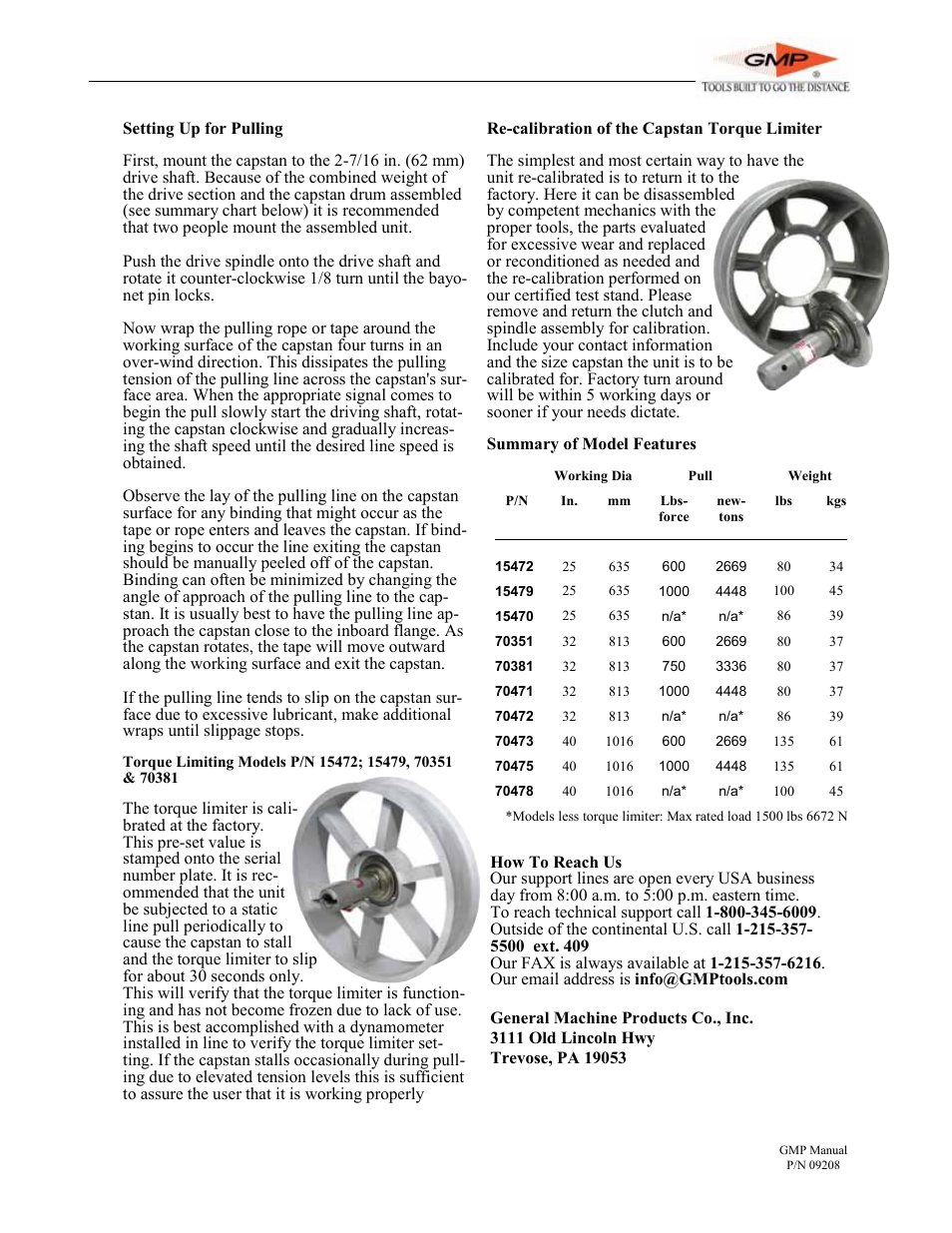 General Machine Products 15472 Fiber Optic Mid-Assist Capstan 25 in., 32 in. and 40 in. User Manual | Page 2 / 2