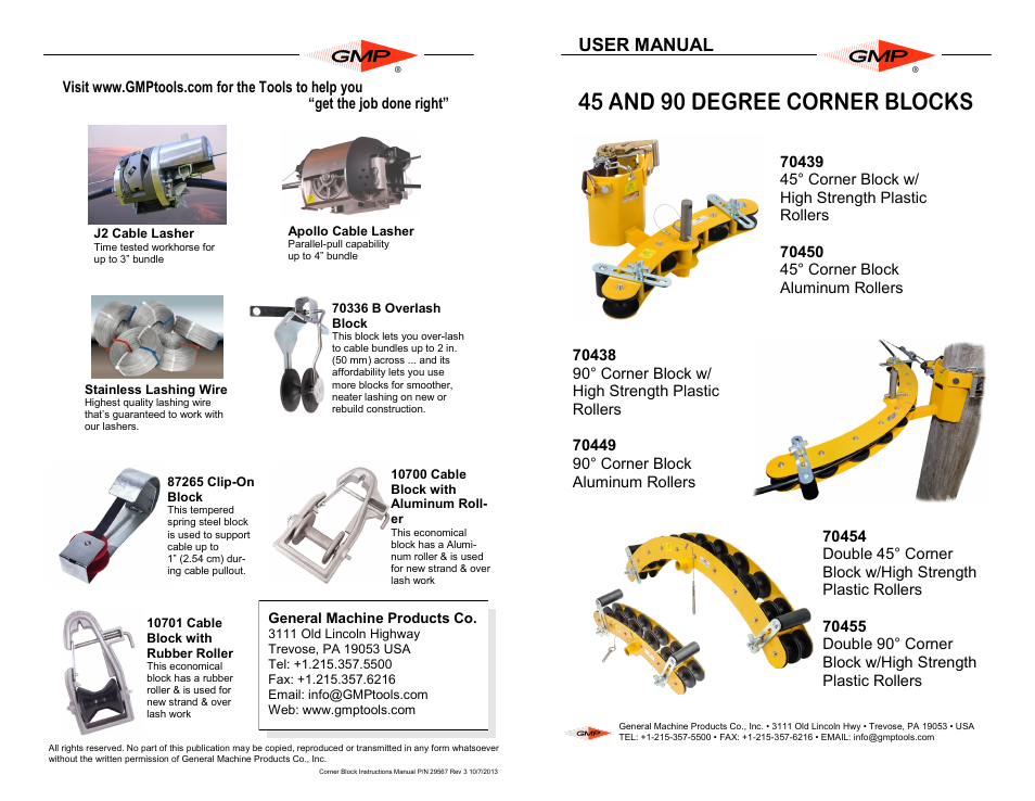 General Machine Products Various Corner Blocks - 45° and 90° User Manual | 2 pages