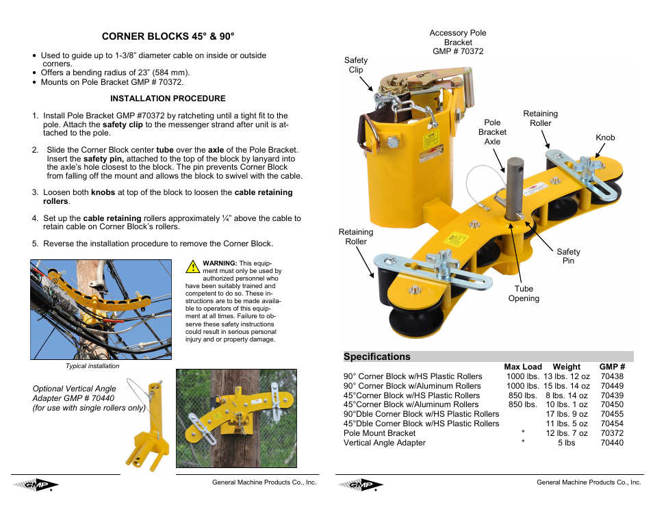 General Machine Products Various Corner Blocks - 45° and 90° User Manual | Page 2 / 2