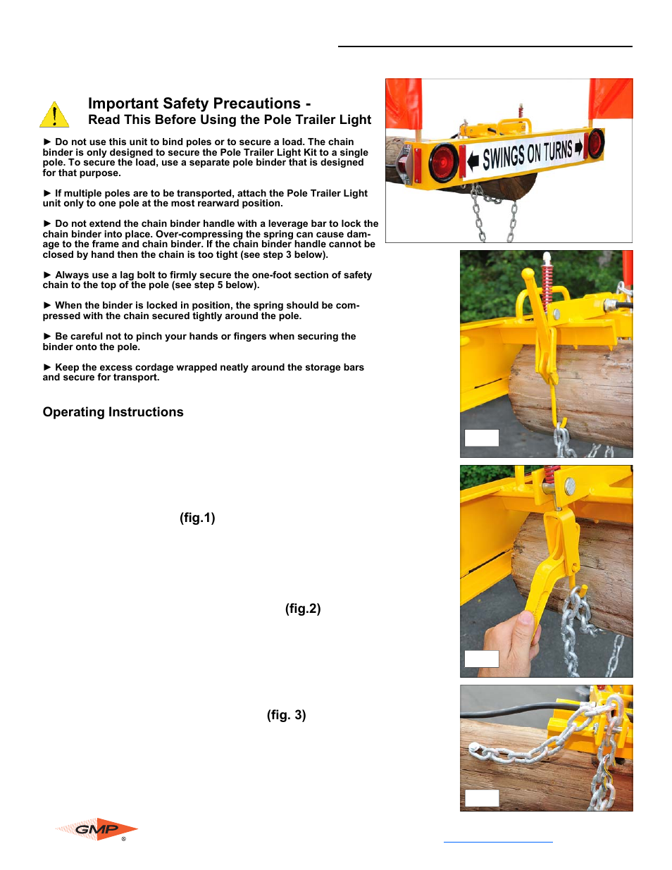 General Machine Products 70274 Pole Trailer Lights Kit(Chain Binder) User Manual | 1 page