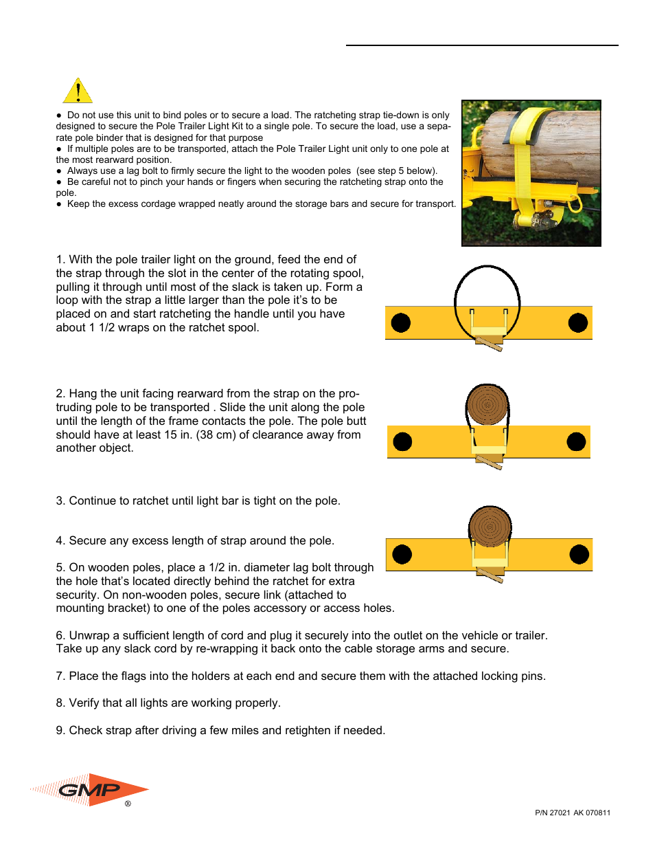 General Machine Products 70274 Pole Trailer Lights Kit(Strap Binder) User Manual | 1 page