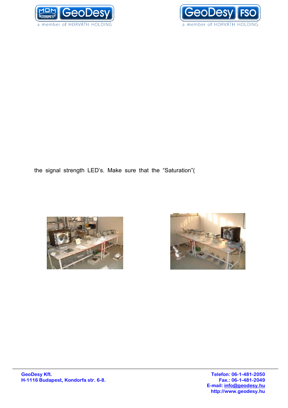 System installation, On the table test, 7 system installation | 1 on the table test, Warning | GeoDesy Gigabit 2400 Auto Tracking link series User Manual | Page 18 / 39