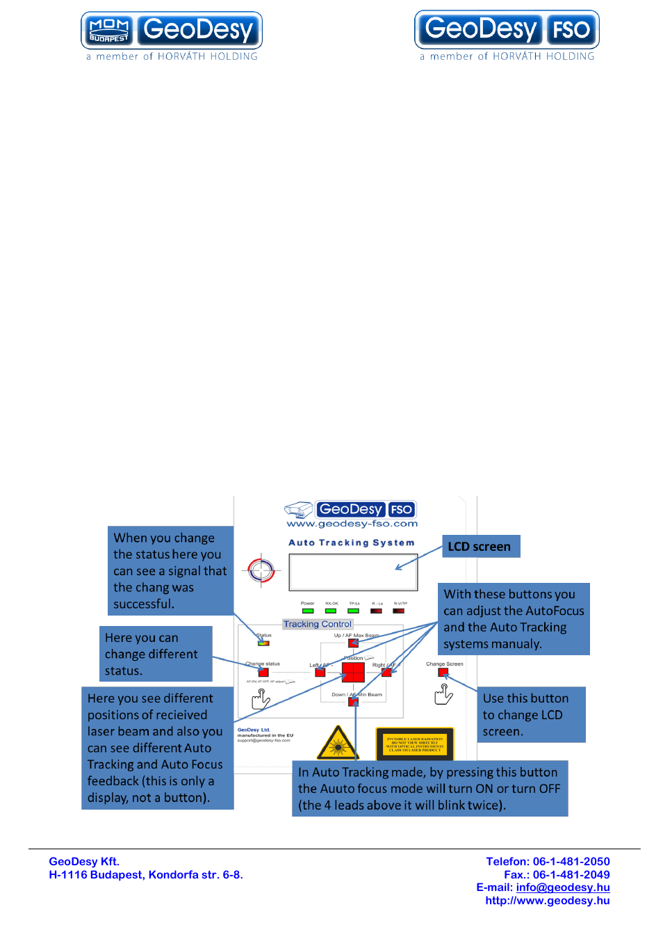 Userinterface, 3 userinterface | GeoDesy Gigabit 2400 Auto Tracking link series User Manual | Page 20 / 39