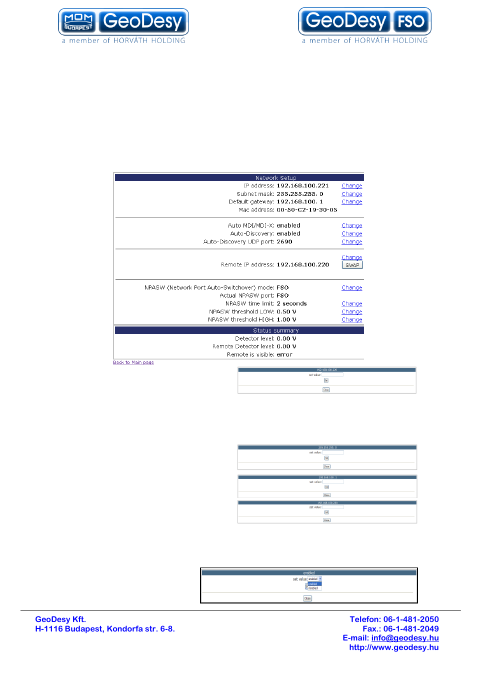 Network setup, 5 network setup | GeoDesy Gigabit 2400 Auto Tracking link series User Manual | Page 30 / 39