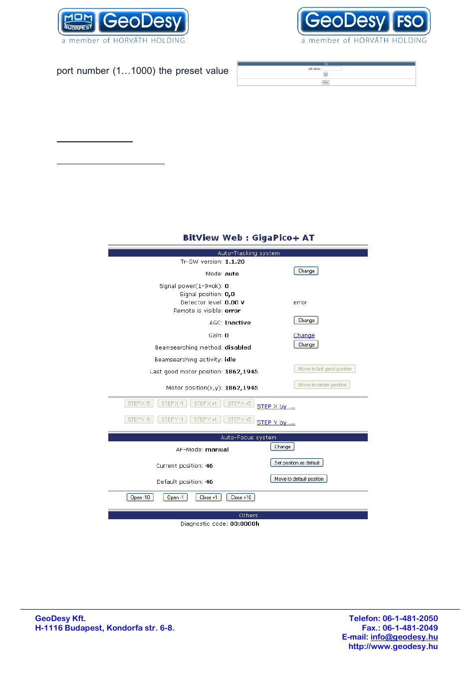Auto tracking setup, 7 auto tracking setup | GeoDesy Gigabit 2400 Auto Tracking link series User Manual | Page 32 / 39