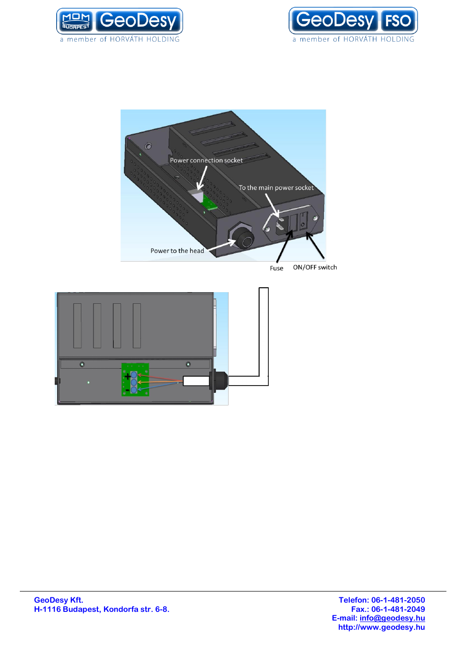 Power supply connection and the laserhead, 2 power supply connection and the laserhead | GeoDesy Gigabit 1200 Auto Tracking link series User Manual | Page 16 / 40