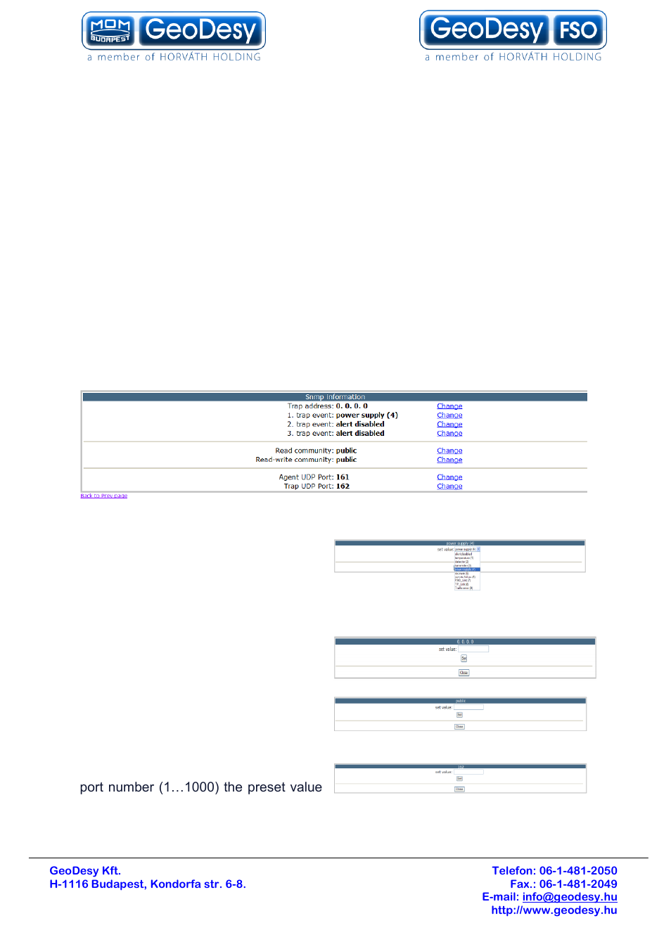 Snmp setup, 6 snmp setup | GeoDesy Gigabit 1200 Auto Tracking link series User Manual | Page 31 / 40
