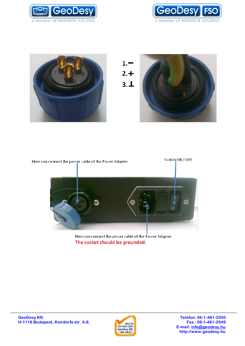 System connection, Power adapter, 6 system connection | 1 power adapter | GeoDesy GD-P1000E1000 User Manual | Page 15 / 55