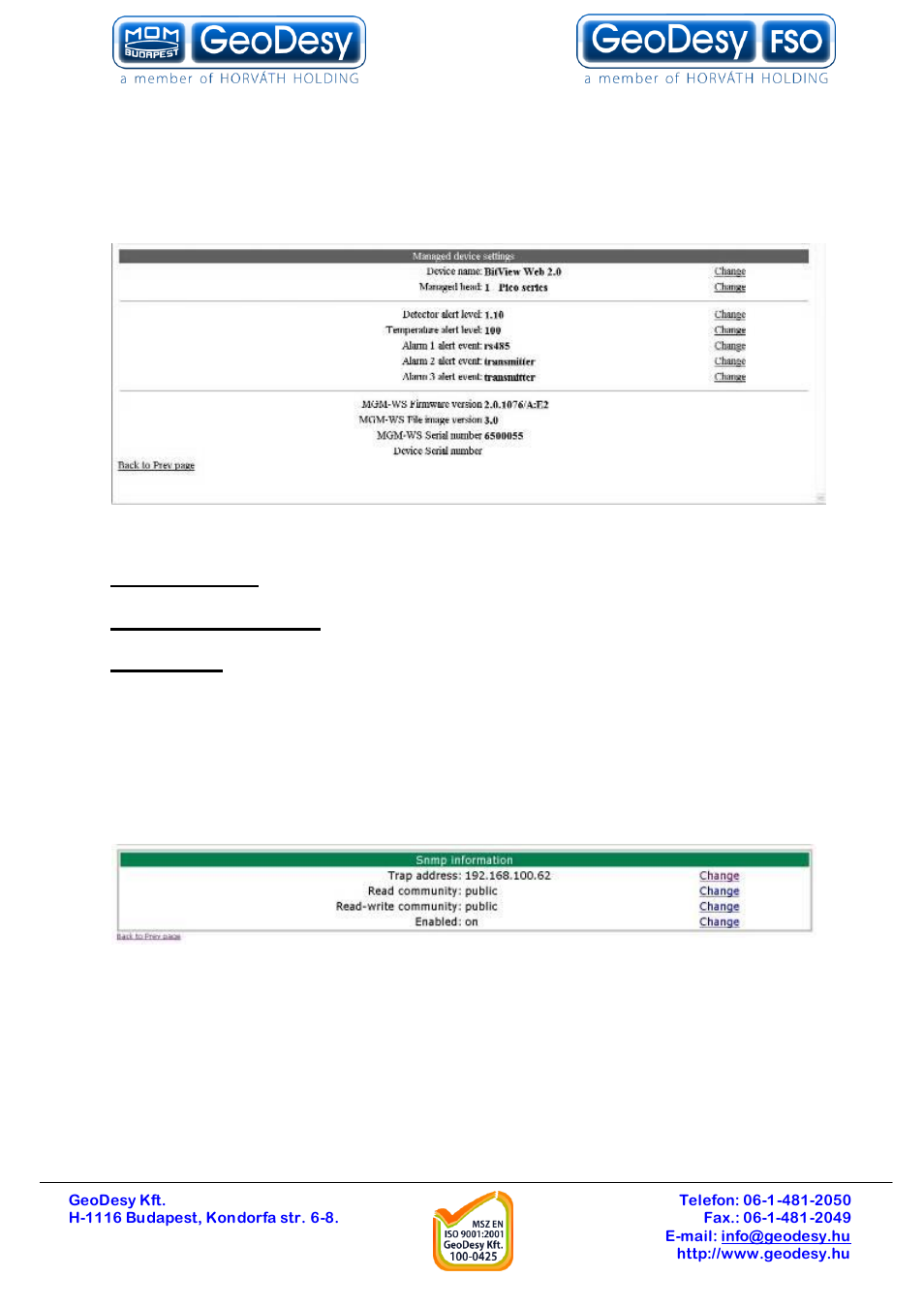 Setting up the snmp, 11 setting up the snmp | GeoDesy GD-P1000E1000 User Manual | Page 35 / 55