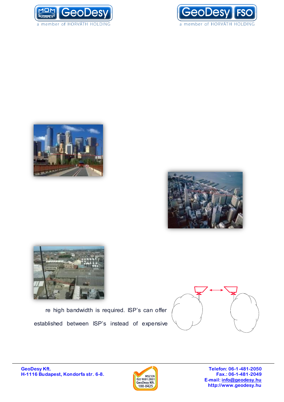 Typical applications, 4 typical applications, Geodesy fso next product are | Geodesy fso, Areas with natural or artificial obstacles, Urban areas, Industrial areas, Isp connections | GeoDesy GD-P1000E1000 User Manual | Page 7 / 55