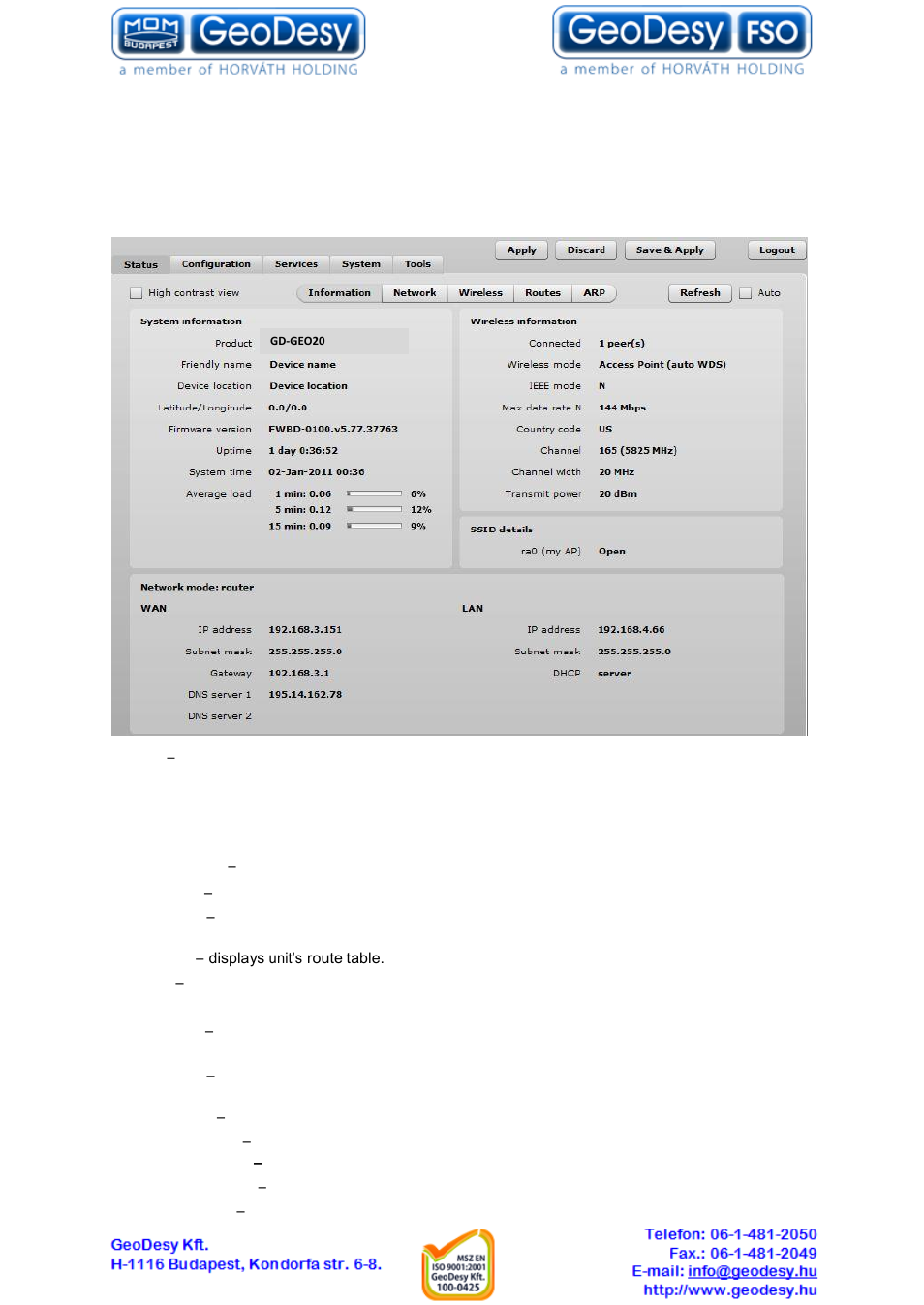 Device operation, Web management structure, 6 device operation 6.1 web management structure | GeoDesy GD-Geo20 User Manual | Page 15 / 59