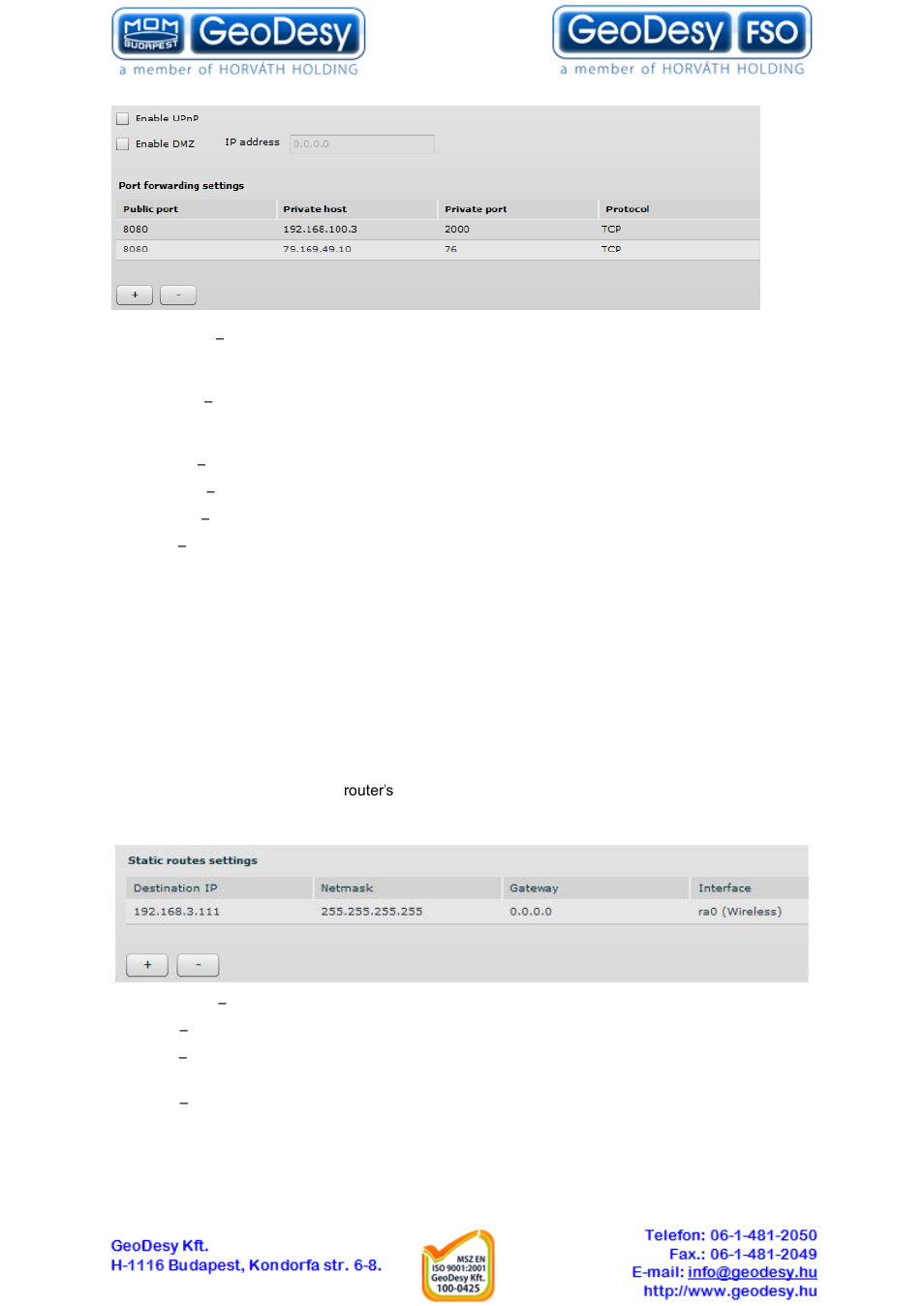 Static routes, Services, 3 services | 13 static routes | GeoDesy GD-Geo20 User Manual | Page 40 / 59