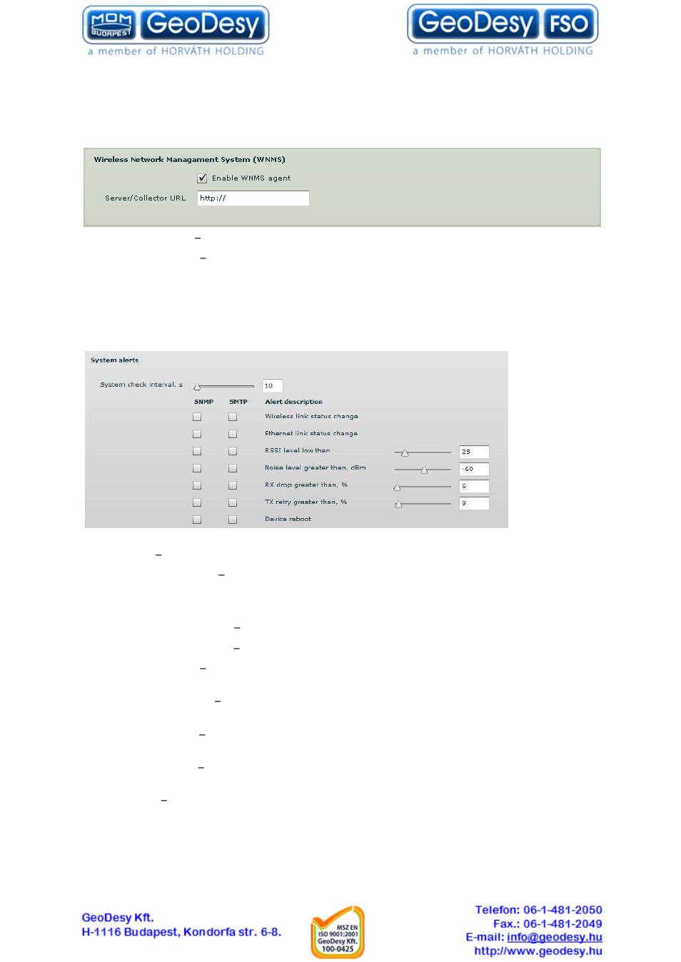 Wnms, System alerts, 1 wnms | 2 system alerts | GeoDesy GD-Geo20 User Manual | Page 41 / 59