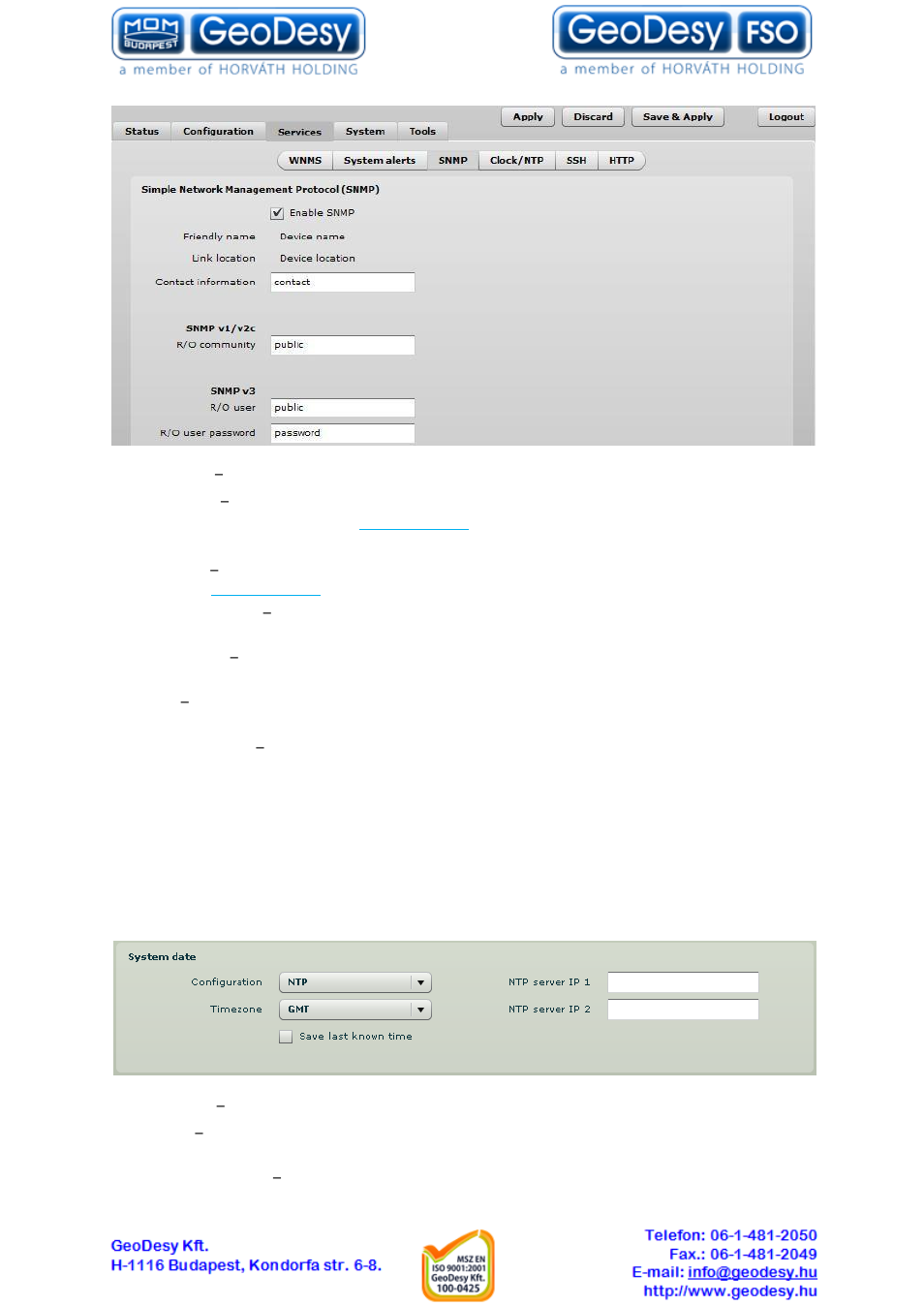 Clock/ntp, 4 clock/ntp | GeoDesy GD-Geo20 User Manual | Page 43 / 59
