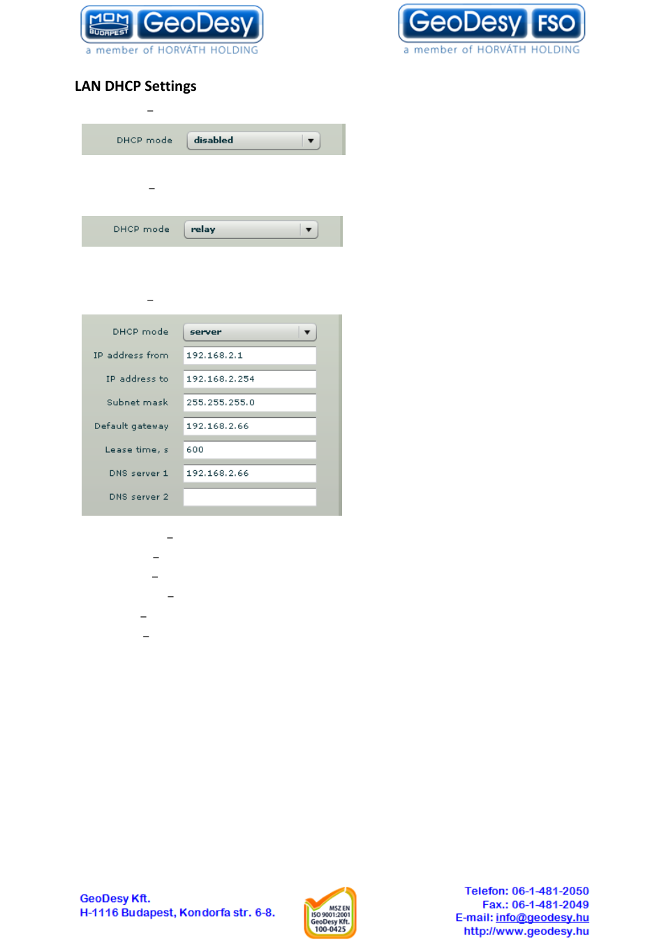 Wireless, Lan dhcp settings, 4 wireless | GeoDesy GD-Geo20-TP User Manual | Page 25 / 59
