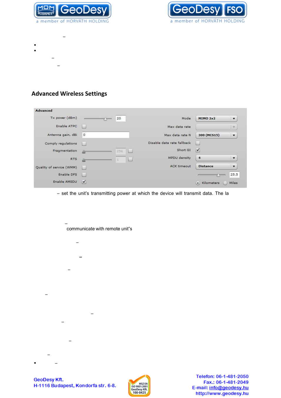 Advanced wireless settings | GeoDesy GD-Geo20-TP User Manual | Page 32 / 59