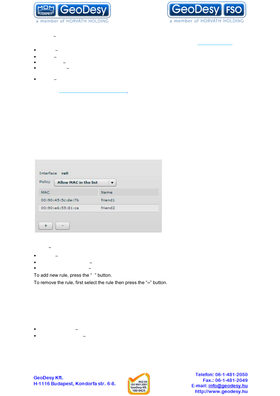 Wireless acl, Traffic shaping, 10 wireless acl | 11 traffic shaping | GeoDesy GD-Geo20-TP User Manual | Page 38 / 59