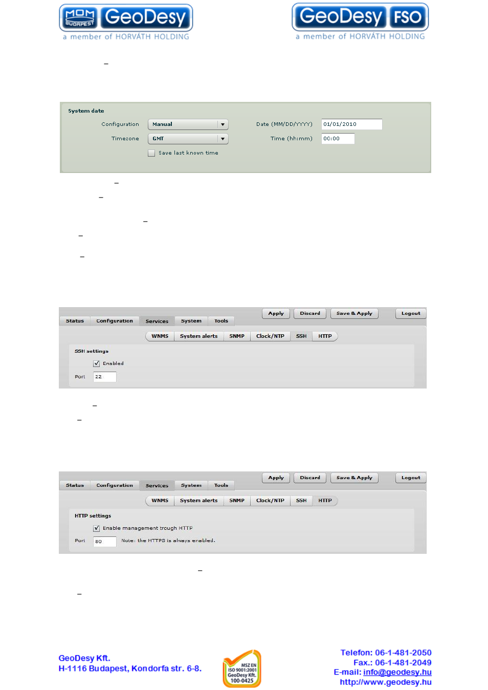 Http, 5 ssh | GeoDesy GD-Geo20-TP User Manual | Page 44 / 59