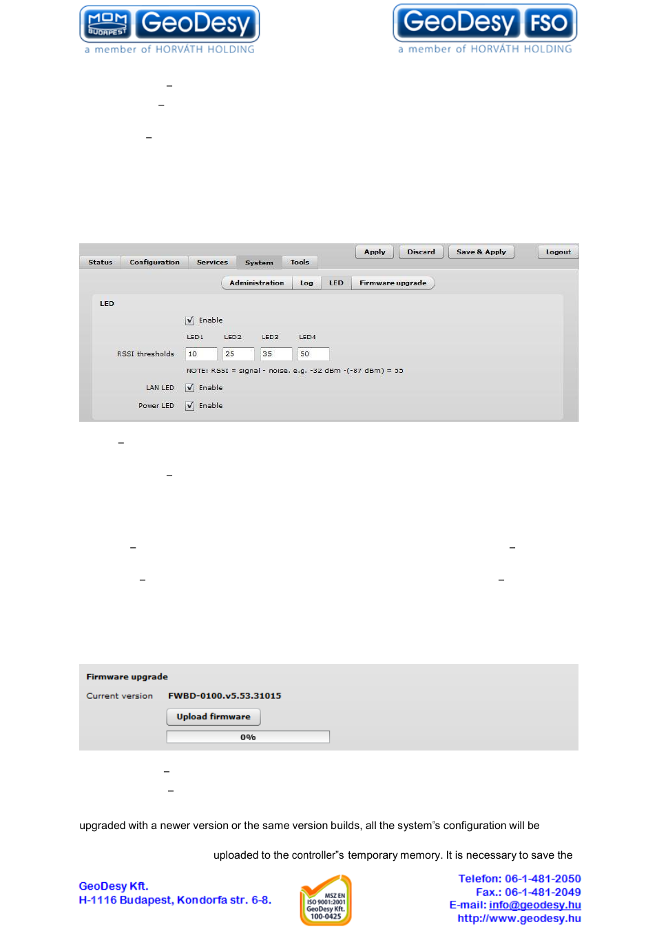 Led control, Firmware upgrade, 3 led control | 4 firmware upgrade | GeoDesy GD-Geo20-TP User Manual | Page 47 / 59