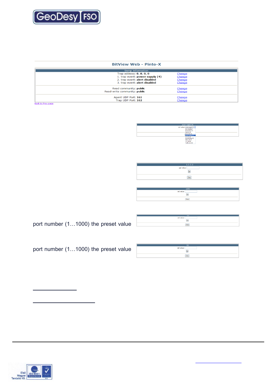 Snmp setup | GeoDesy Gigabit AF with auto failover User Manual | Page 27 / 35