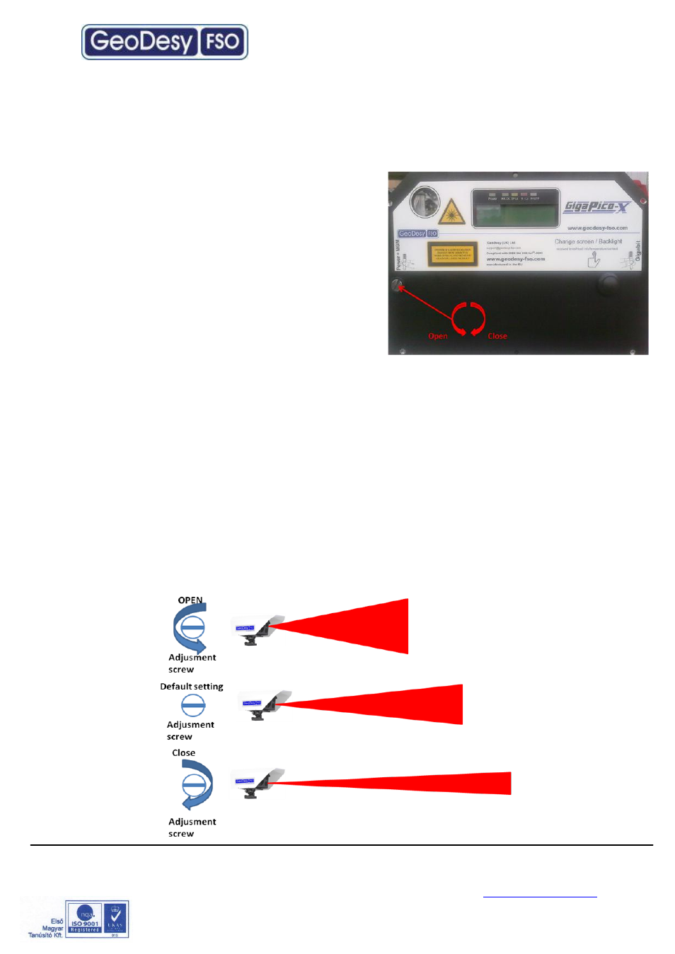 Manual beam adjustment, 3 manual beam adjustment | GeoDesy Giga Pico Next FO User Manual | Page 18 / 34
