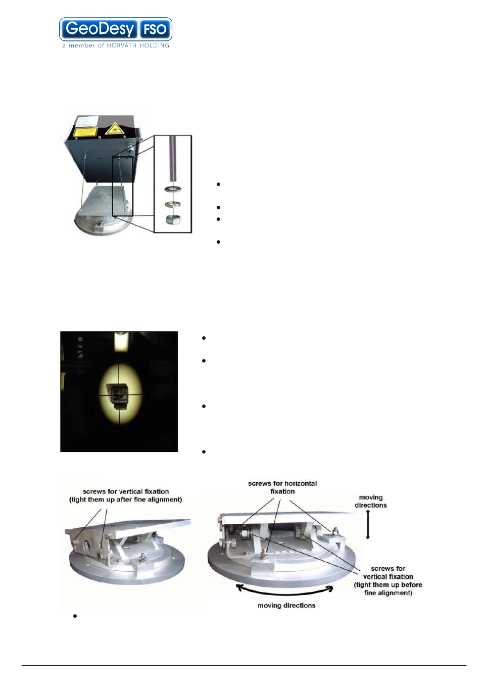 The mounting bracket, Fixing the heads, Alignment of the heads | Steps of the head fixation, 5 the mounting bracket, 1 fixing the heads, 2 alignment of the heads | GeoDesy GD-3000 Series User Manual | Page 13 / 53