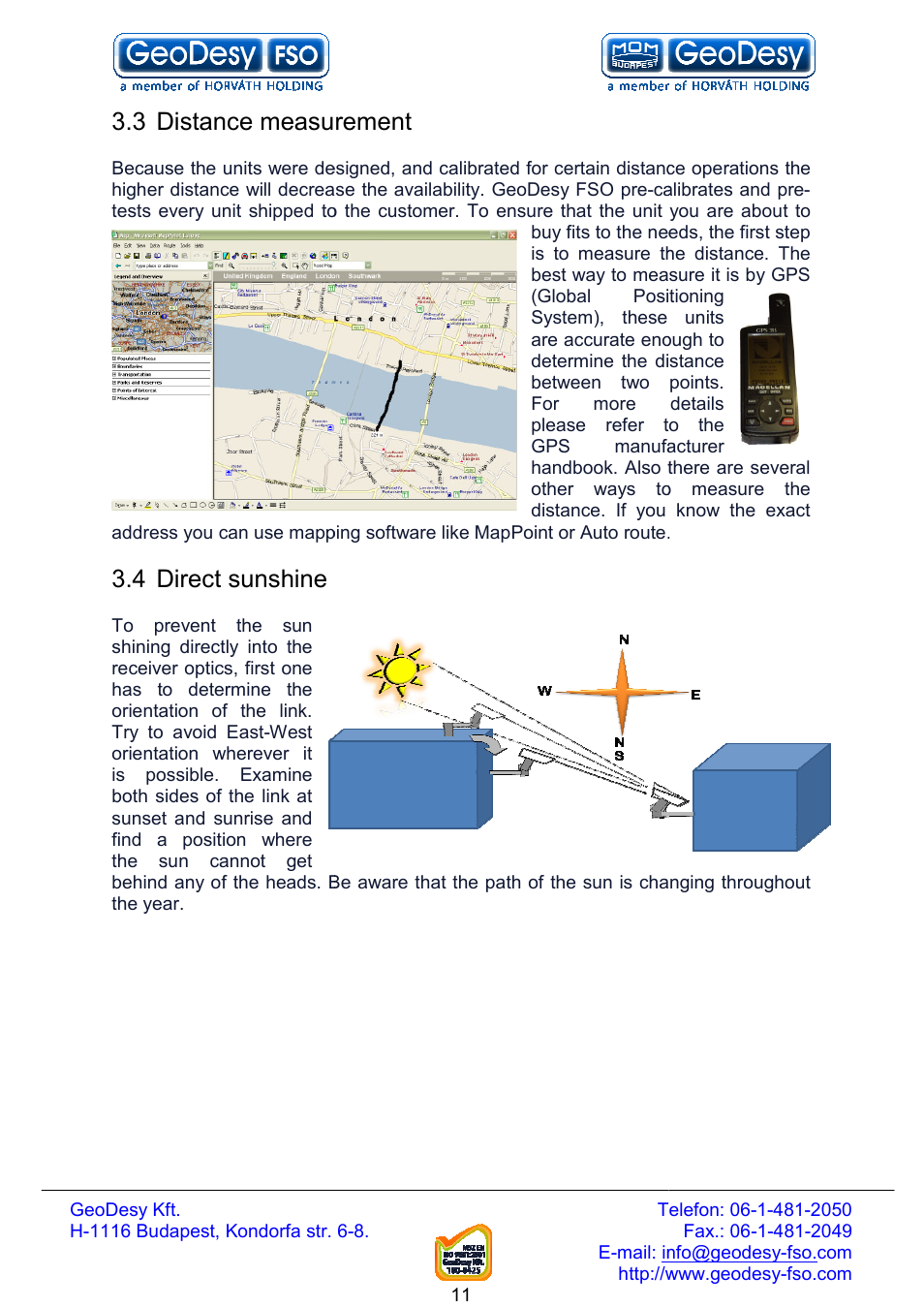3 distance measurement, 4 direct sunshine, Distance measurement | GeoDesy FSO Next series User Manual | Page 11 / 52