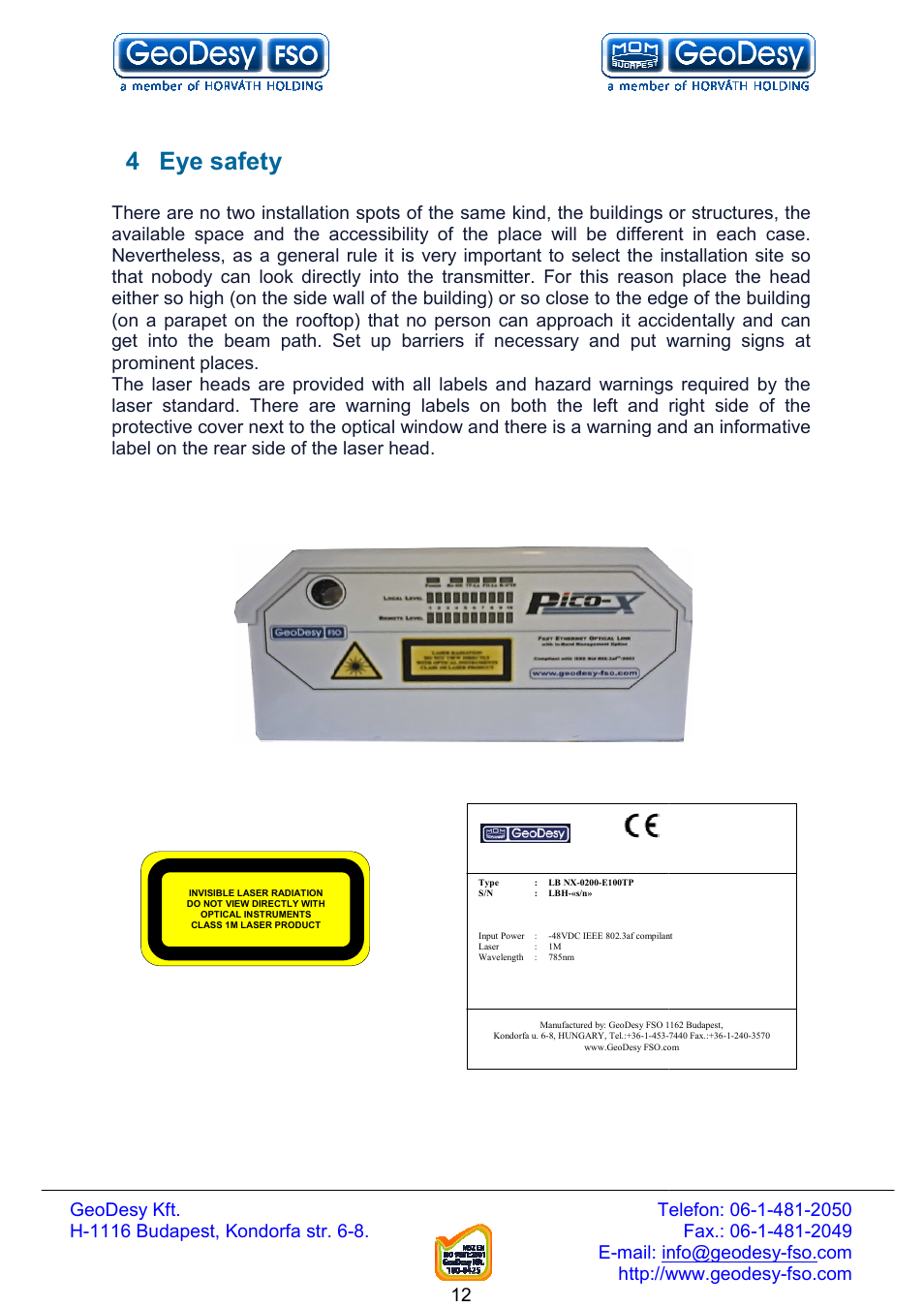 4 eye safety | GeoDesy FSO Next series User Manual | Page 12 / 52