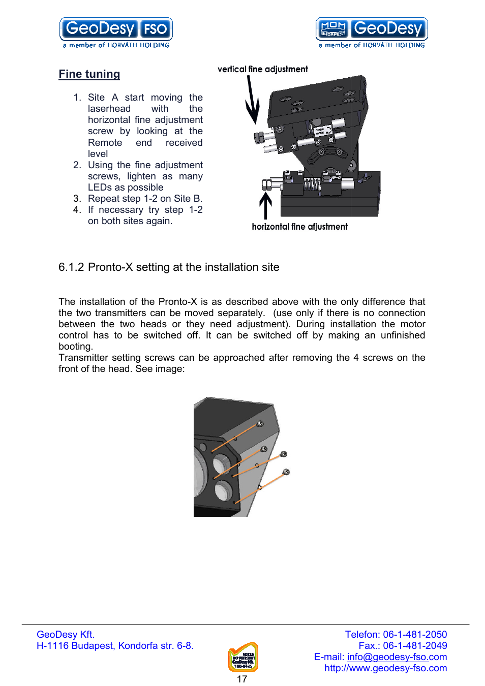 GeoDesy FSO Next series User Manual | Page 17 / 52