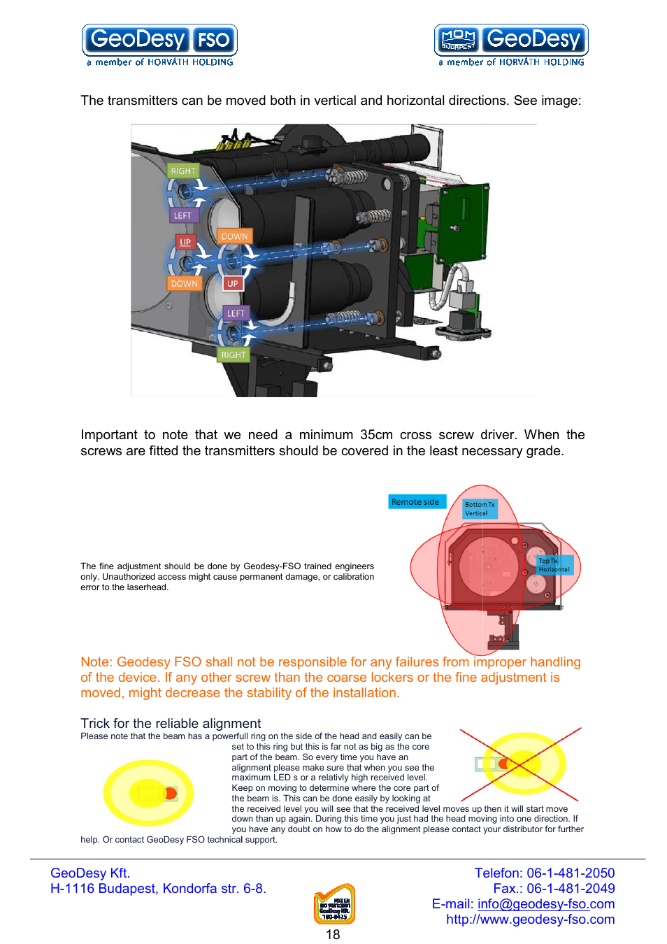 GeoDesy FSO Next series User Manual | Page 18 / 52