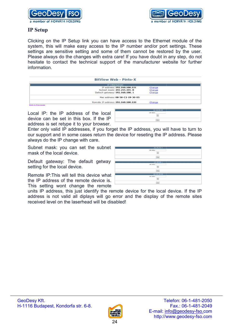 GeoDesy FSO Next series User Manual | Page 24 / 52