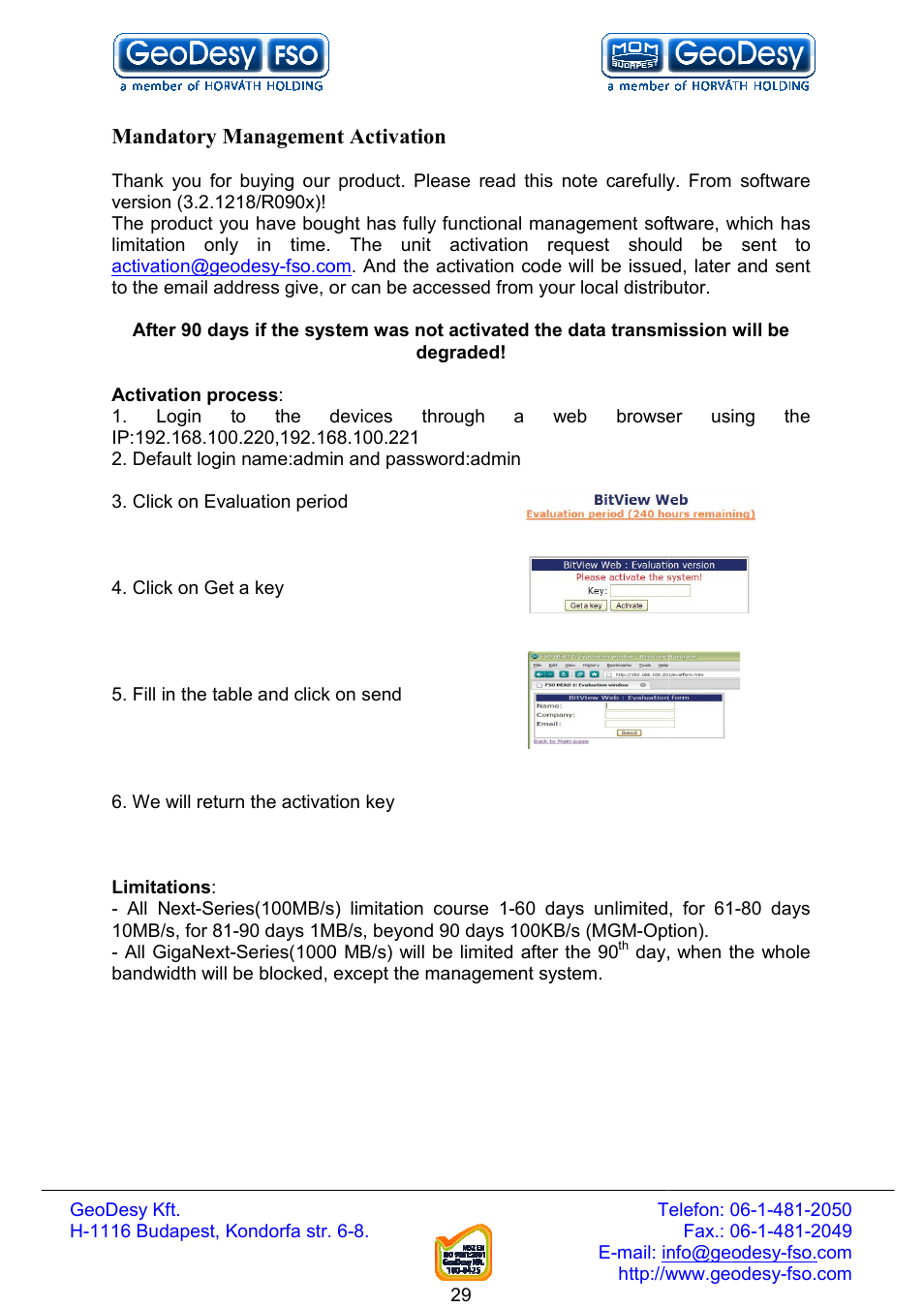 GeoDesy FSO Next series User Manual | Page 29 / 52