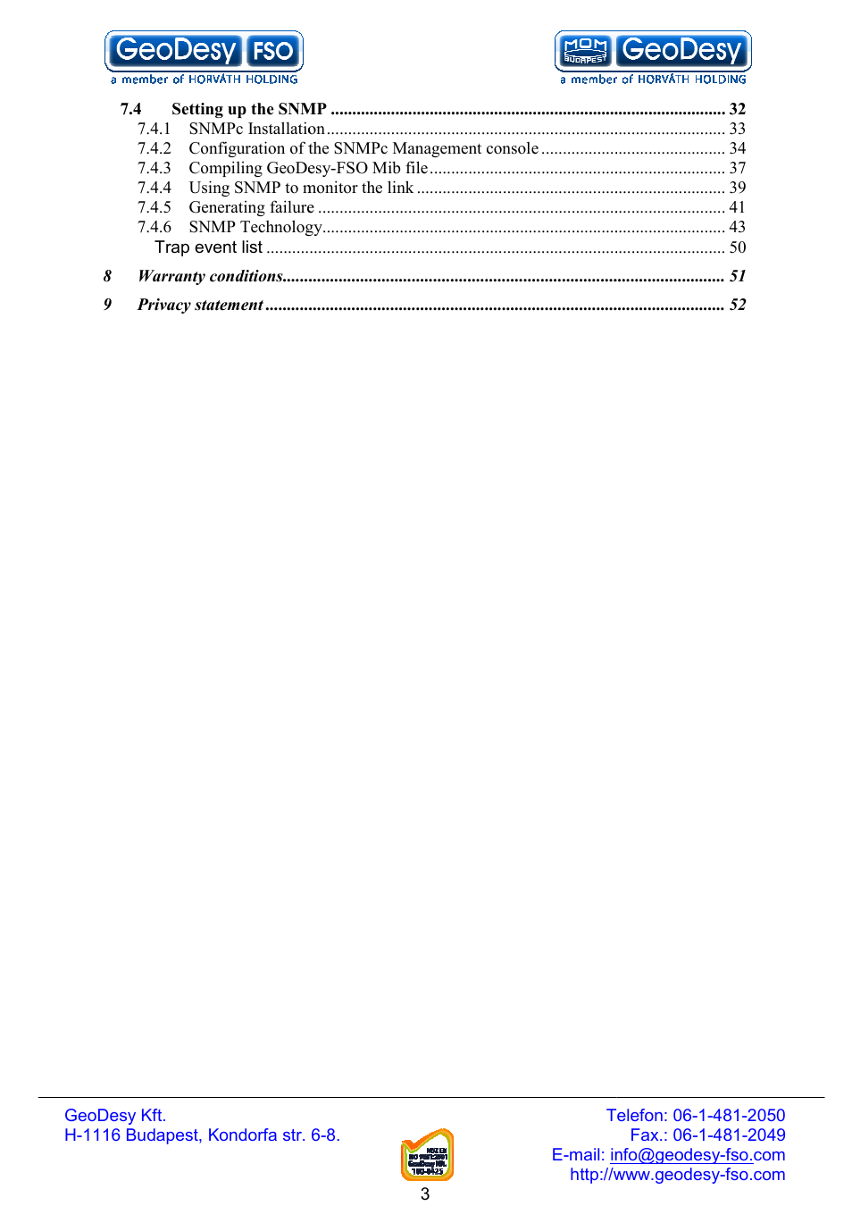 GeoDesy FSO Next series User Manual | Page 3 / 52