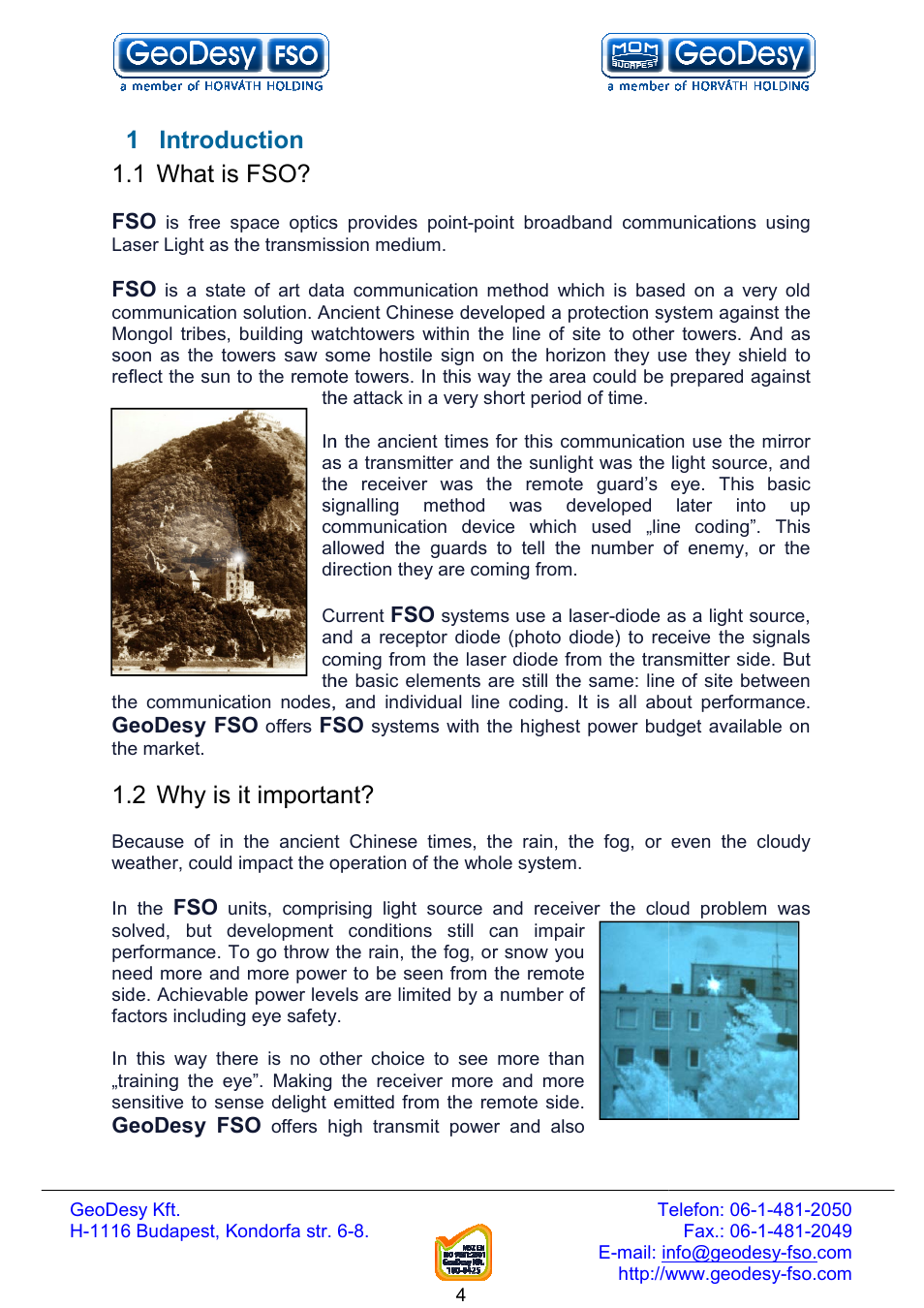 1 introduction 1.1 what is fso, 2 why is it important, Why is it important | GeoDesy FSO Next series User Manual | Page 4 / 52
