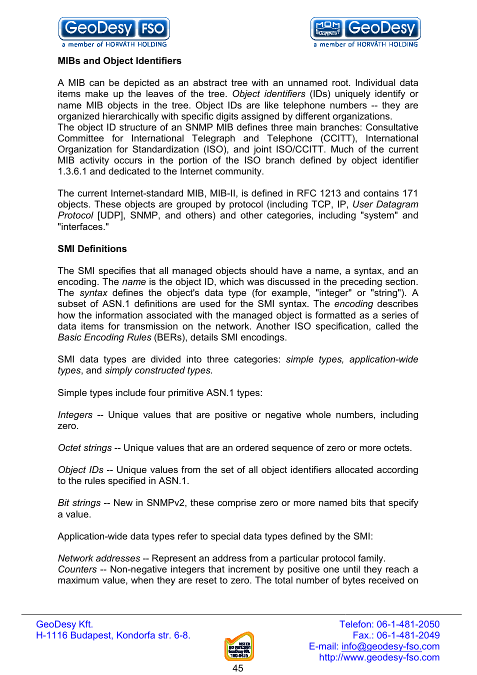 GeoDesy FSO Next series User Manual | Page 45 / 52