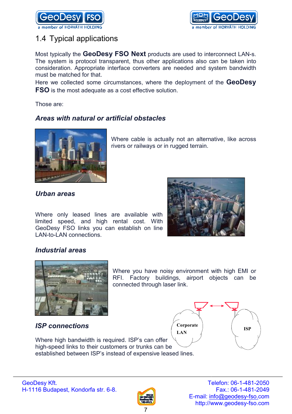 4 typical applications, Tions | GeoDesy FSO Next series User Manual | Page 7 / 52