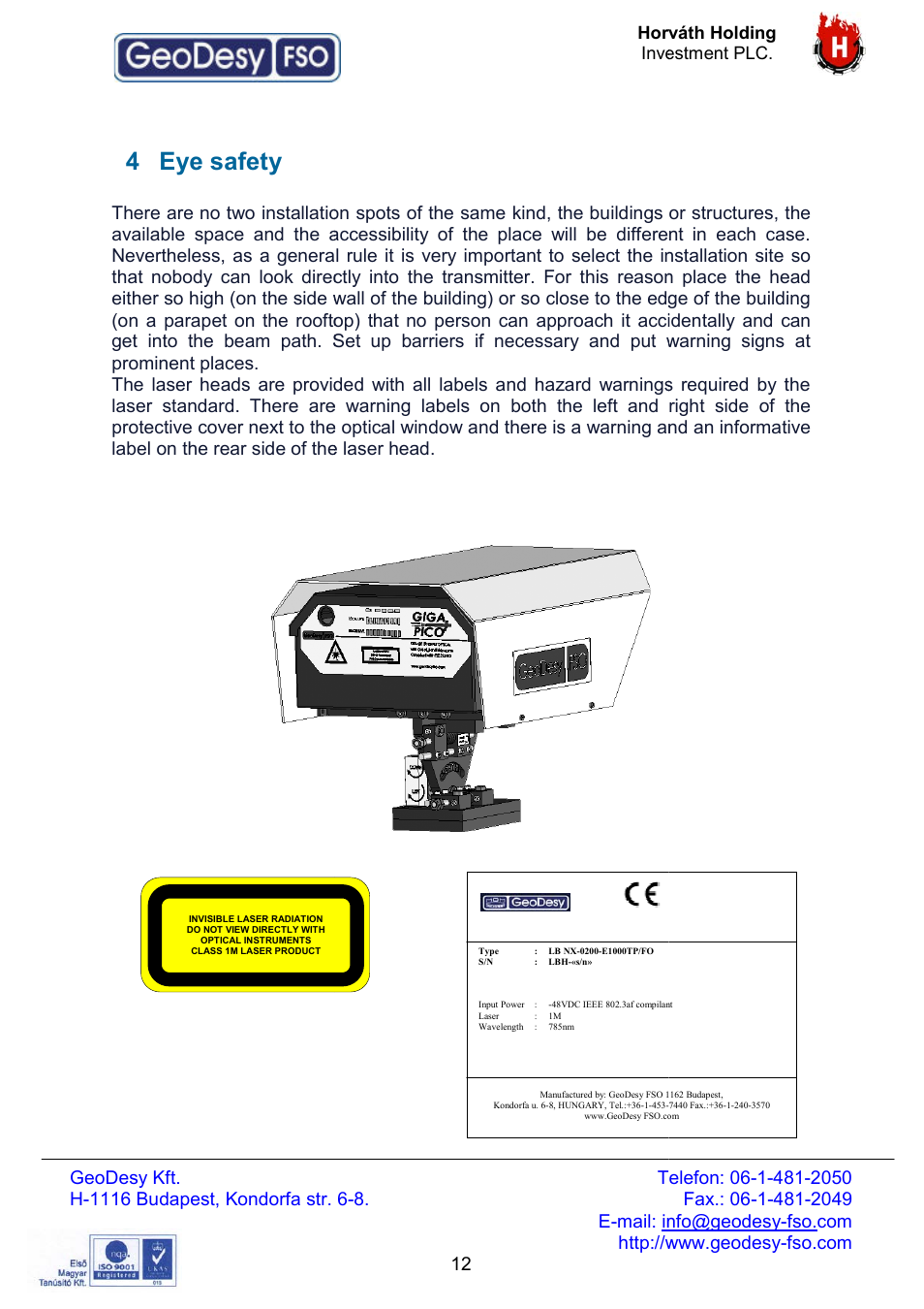 4 eye safety | GeoDesy FSO Giga Next series User Manual | Page 12 / 56