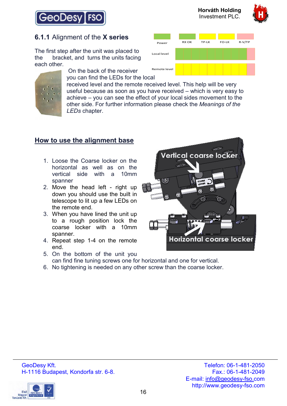 1 alignment of the x series, How to use the alignment base | GeoDesy FSO Giga Next series User Manual | Page 16 / 56