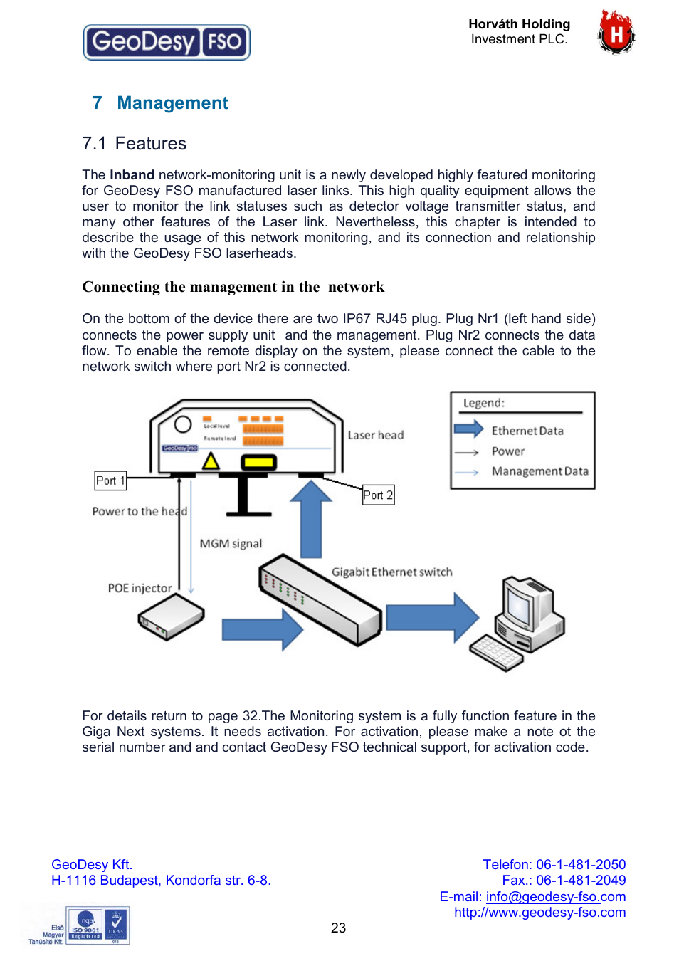 7 management, 1 features | GeoDesy FSO Giga Next series User Manual | Page 23 / 56