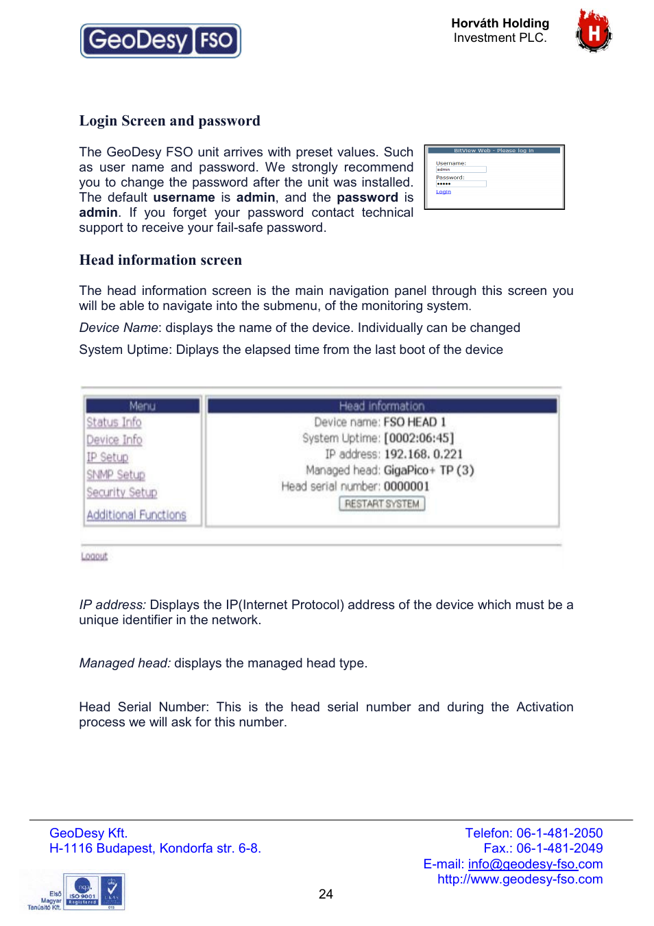 GeoDesy FSO Giga Next series User Manual | Page 24 / 56