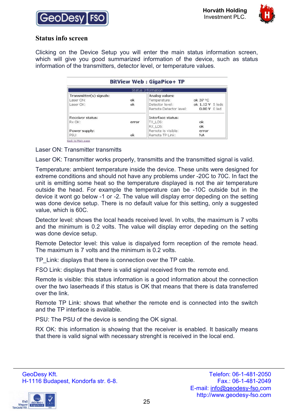 GeoDesy FSO Giga Next series User Manual | Page 25 / 56