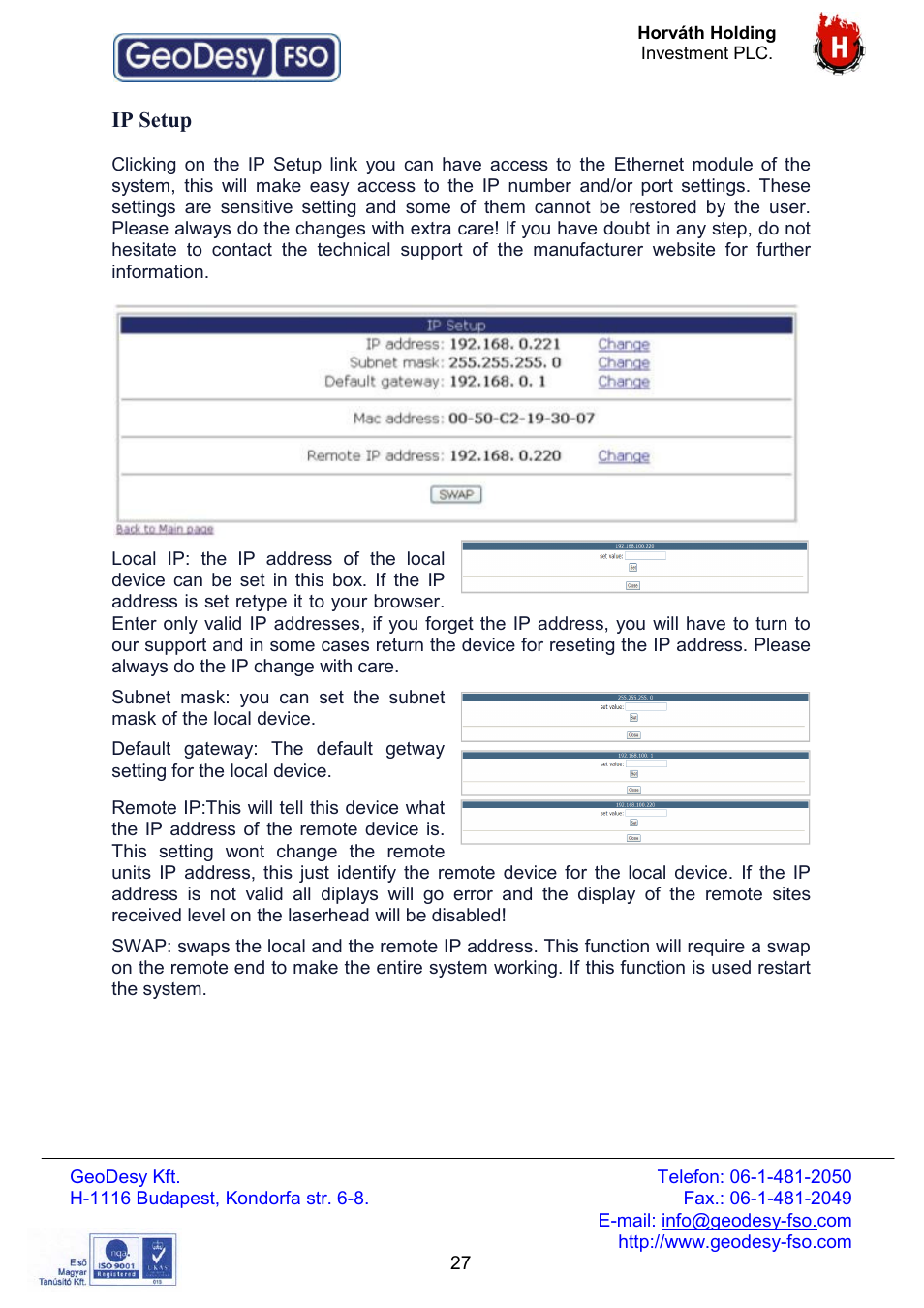 GeoDesy FSO Giga Next series User Manual | Page 27 / 56