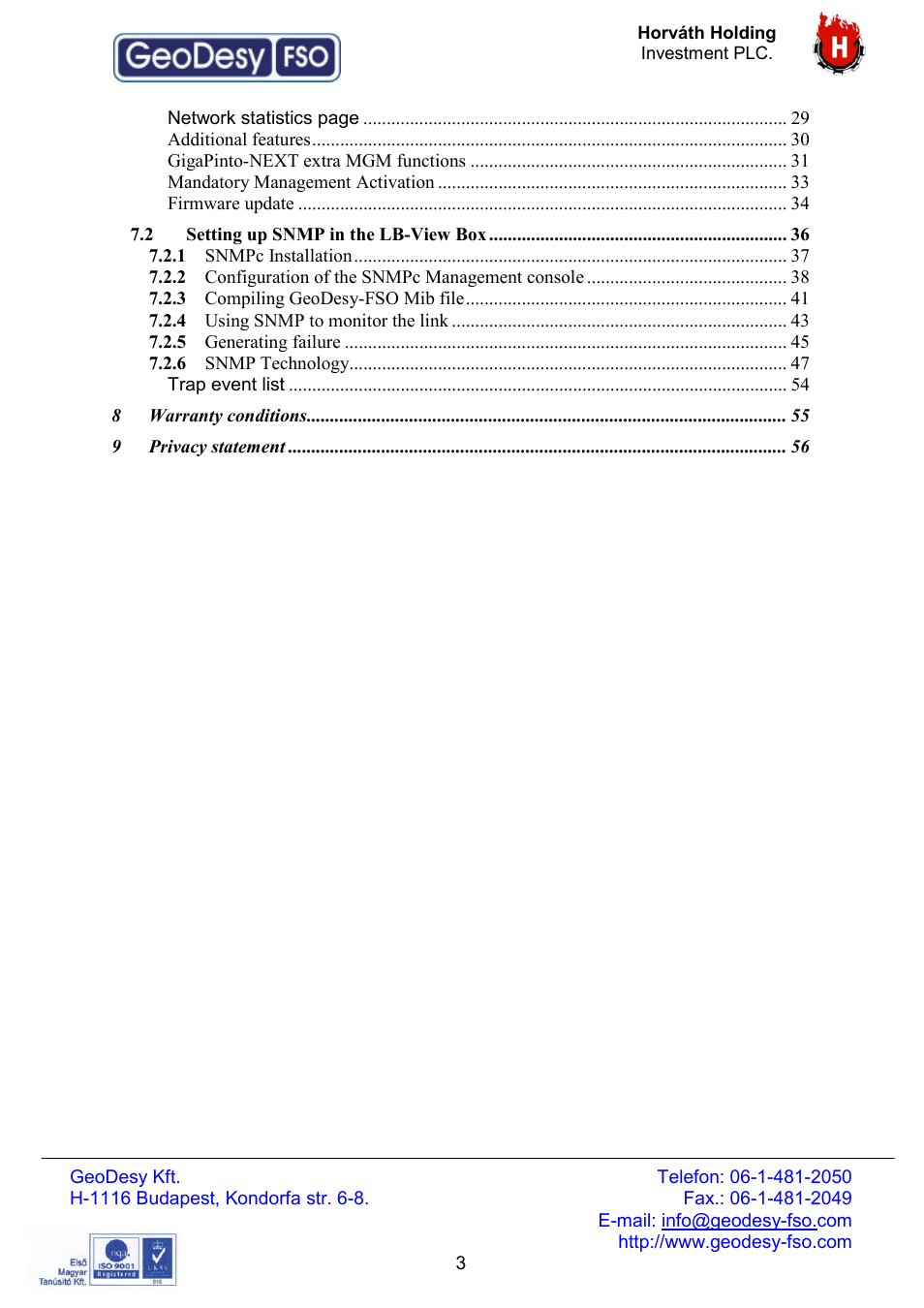 GeoDesy FSO Giga Next series User Manual | Page 3 / 56