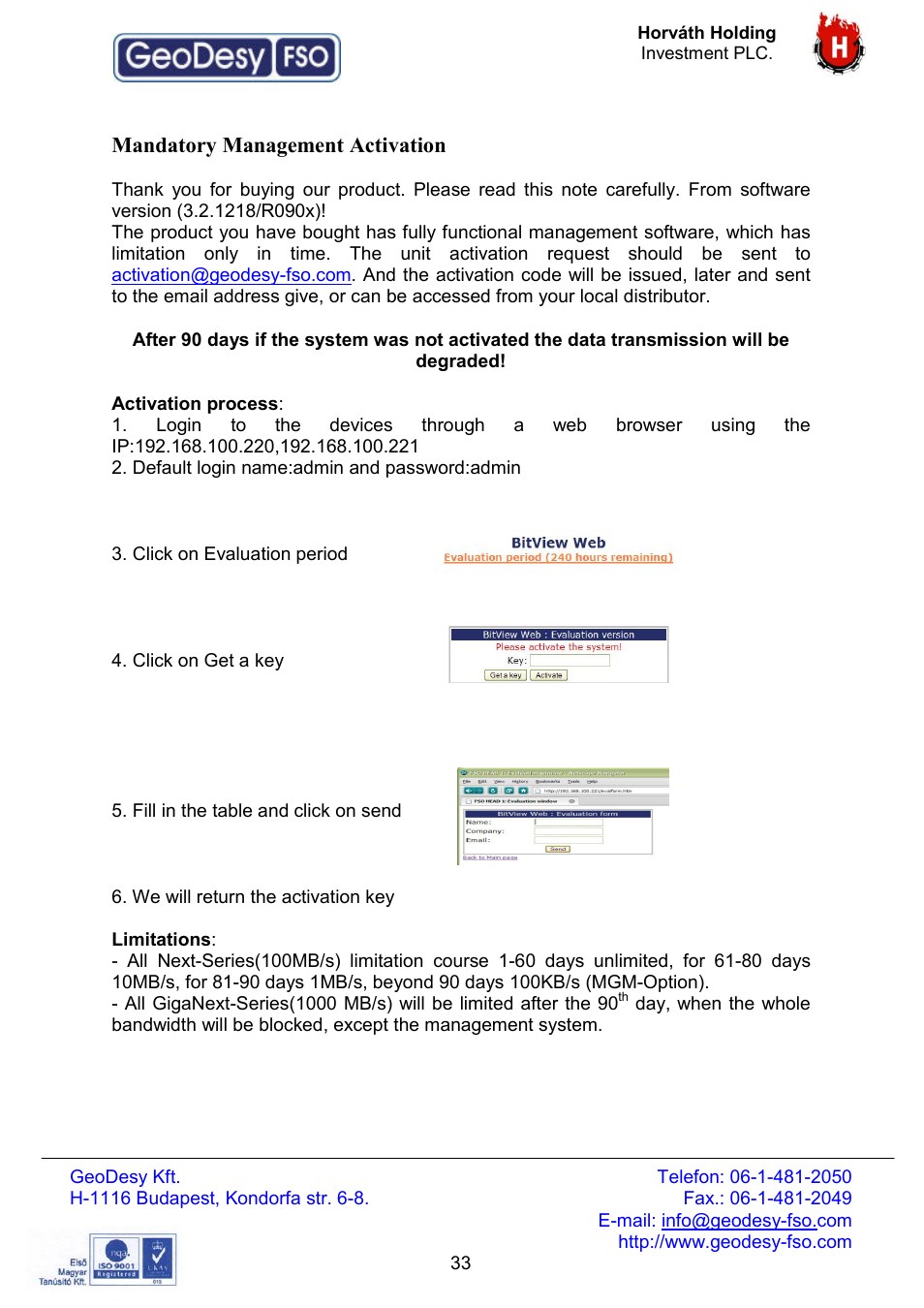 GeoDesy FSO Giga Next series User Manual | Page 33 / 56