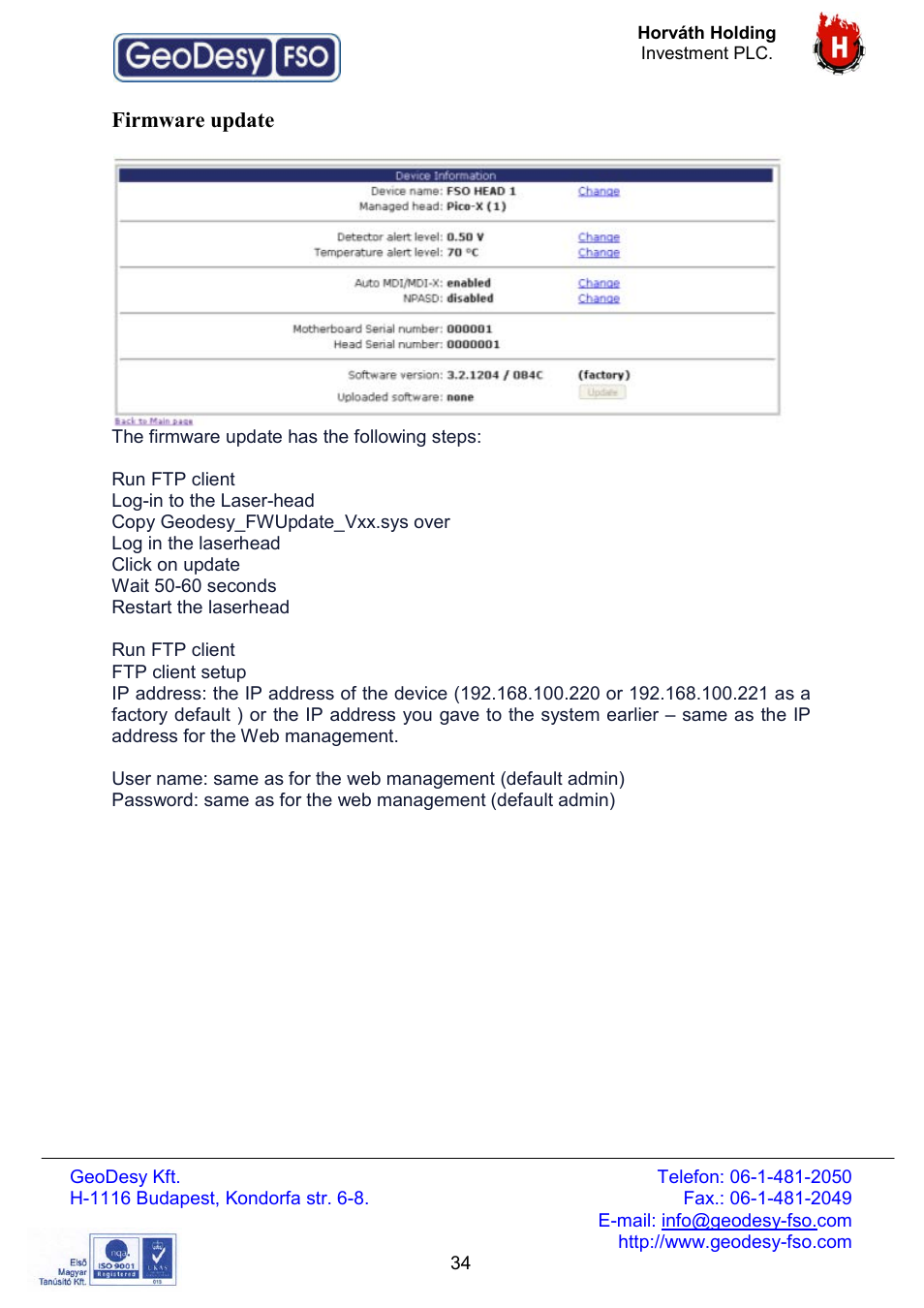 GeoDesy FSO Giga Next series User Manual | Page 34 / 56